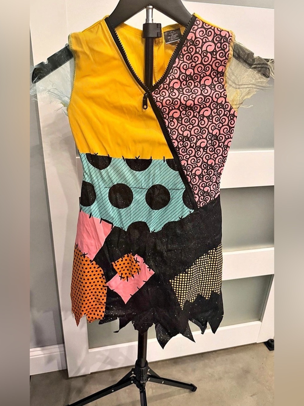 Disney The Nightmare Before Christmas Sally Costume Dress Yellow & Black
